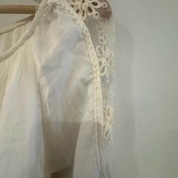 Nicole Italy NWT Pure Silk Boho Lace Mini Dress Tunic Cream M - Picture 4 of 10